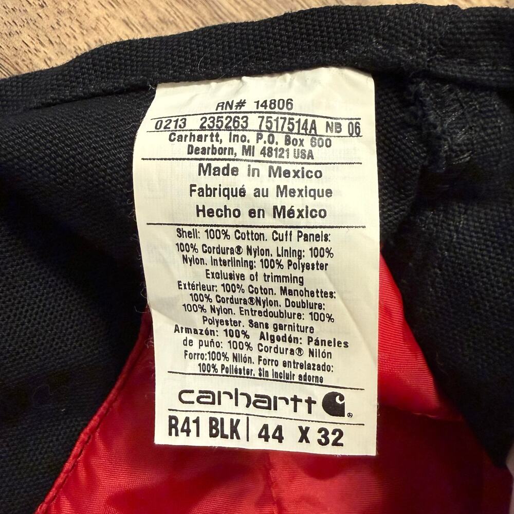 Carhartt Quilt-Lined Bib Overalls Duck Zip-to-Thigh #R41 Utility Black Men 44x32 - Picture 5 of 9